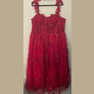 NWOT 20 Plus Tulle 3D Butterfly Tea-Length Sweetheart Formal Evening Prom Dress